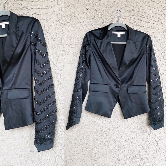 CHELSEA & VIOLET Rhinestone Studded Tuxedo Blazer - Picture 2 of 5